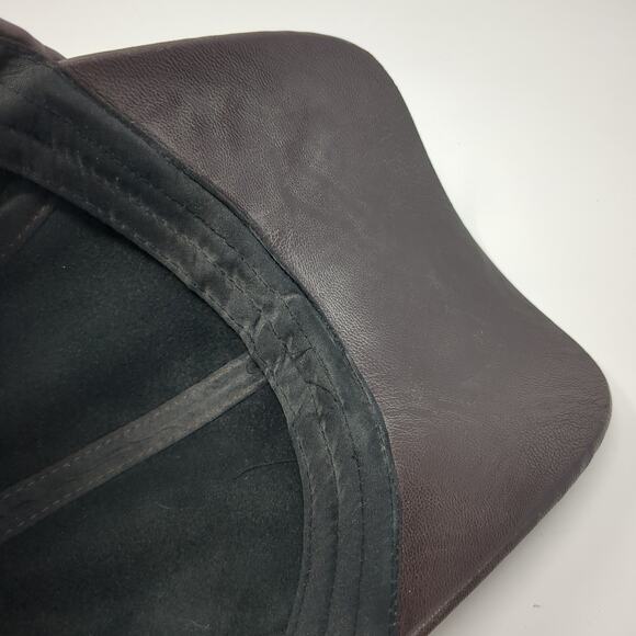 Fashion Style Baseball Cap Brown One Size Adjustable Faux Leather 6 Panel Blank - Picture 8 of 9